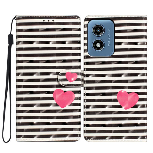 Moto G Play 2024 3D Pattern Leather Phone Case - Striped Heart